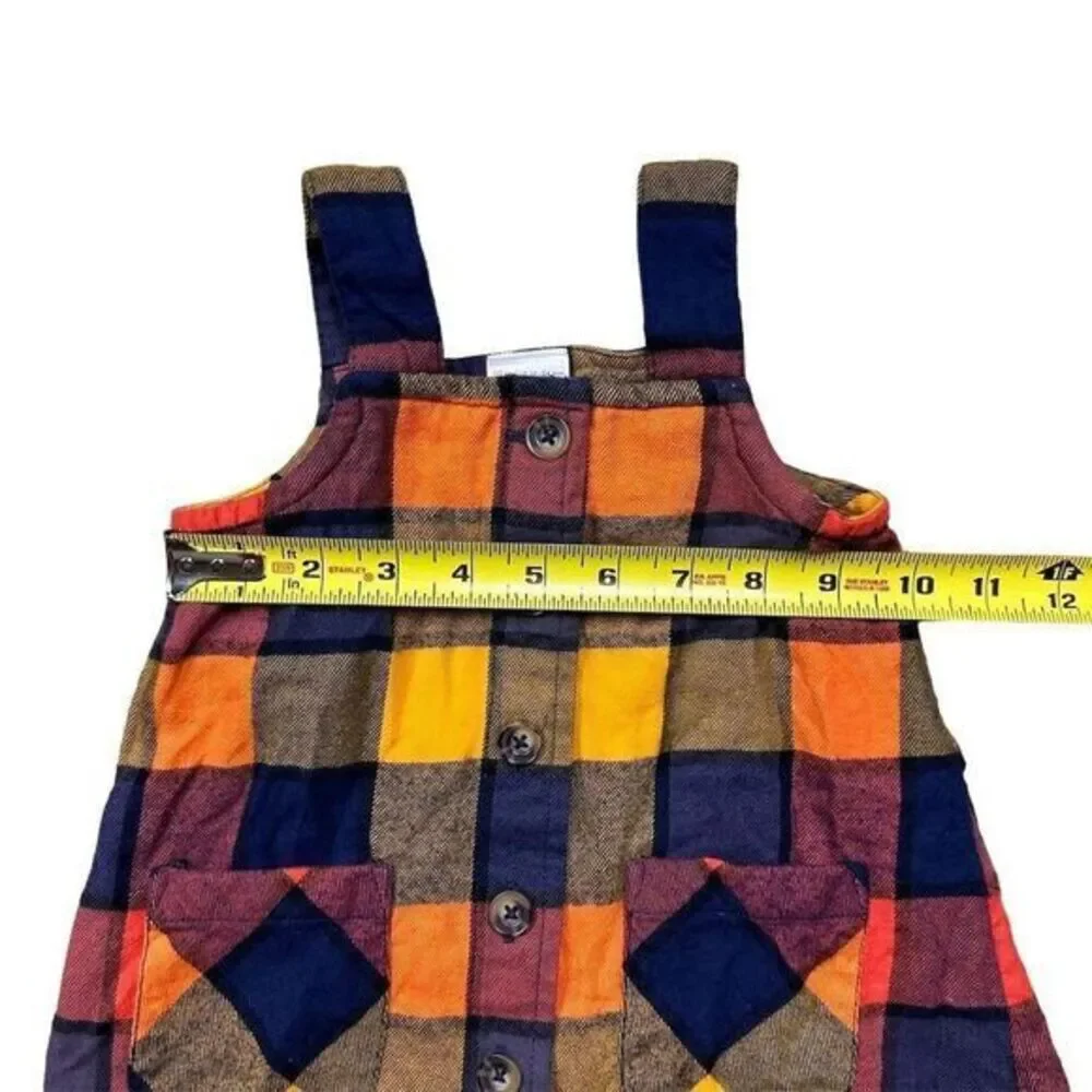 Hanna‎ Andersson Girls Knee Length Plaid Apron Dress Size 18 - 24 Mo Multicolor